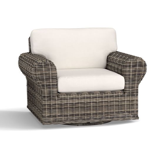 Huntington Outdoor Collection Wicker Patio Furniture Pottery Barn Huntington All Weather Wicker Roll Arm Swivel Occasional Chair