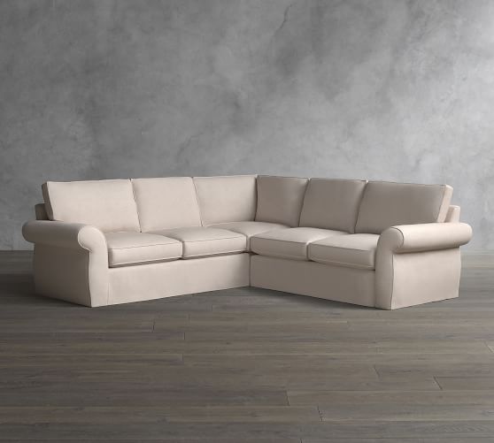 Pearce Roll Arm Slipcovered 2 Piece L Shape Sectional Pottery Barn