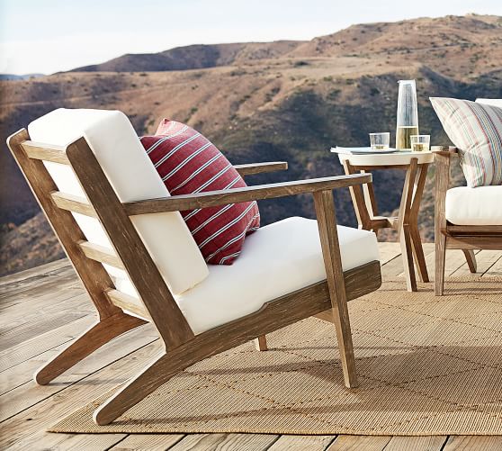 Raylan Teak Outdoor Occasional Chair Pottery Barn