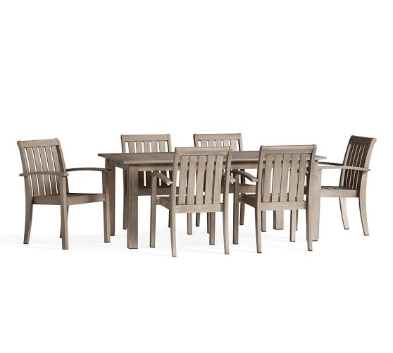 Chatham Erfly Extension Table Arm Chair Dining Set Gray Chatham Erfly Extension Table Arm Chair Dining Set Gray Pottery Barn