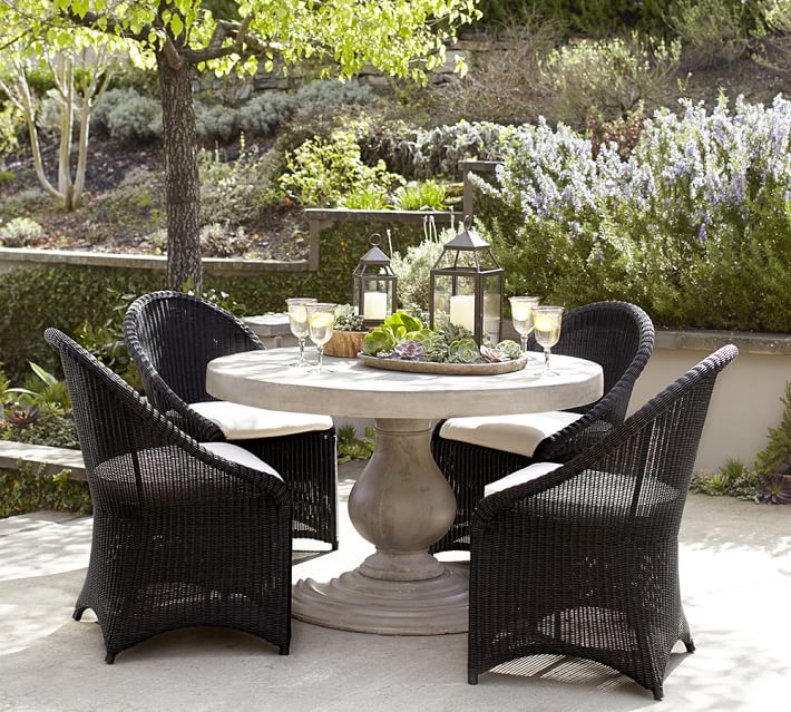 Geneva Pedestal Table Palmetto Black Chair Dining Set Pottery Barn