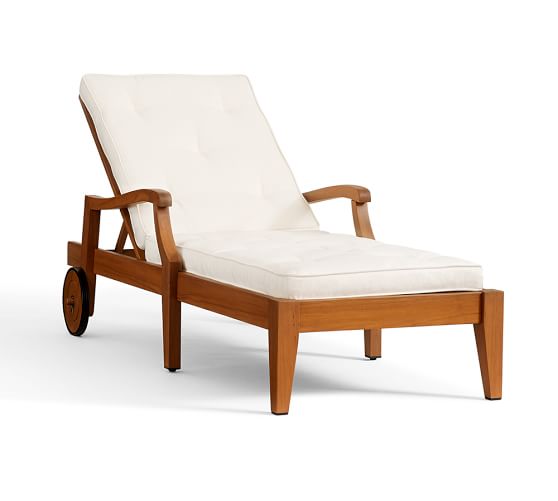 Hampstead Teak Outdoor Chaise Lounge, Honey Pottery Barn