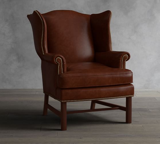 Thatcher Leather Wingback Chair Pottery Barn
