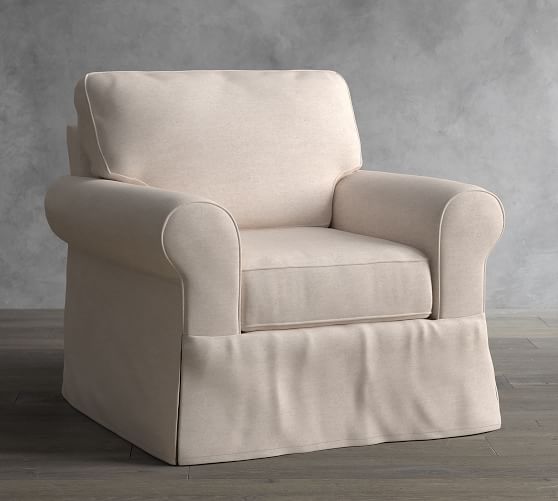 Buchanan Roll Arm Slipcovered Swivel Armchair Pottery Barn