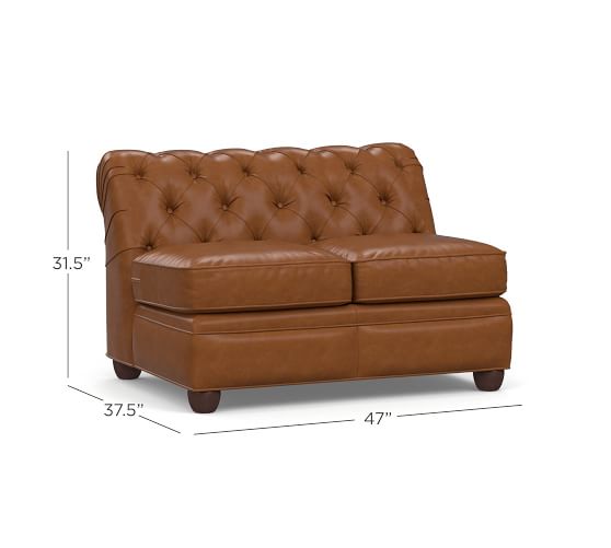 Chesterfield Leather Armless Loveseat Pottery Barn