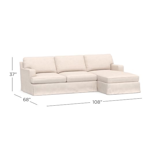 Townsend Square Arm Slipcovered Sofa with Chaise Sectional Pottery Barn