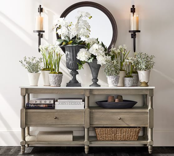 Console Tables Sofa Entryway Pottery Barn Alexandra Marble Media Console