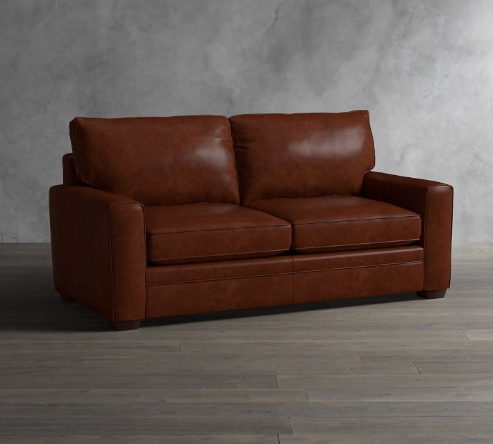 Pearce Square Arm Leather Sleeper Sofa Bed Pottery Barn