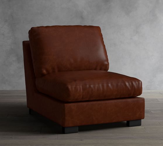 Turner Leather Armless Chair Pottery Barn