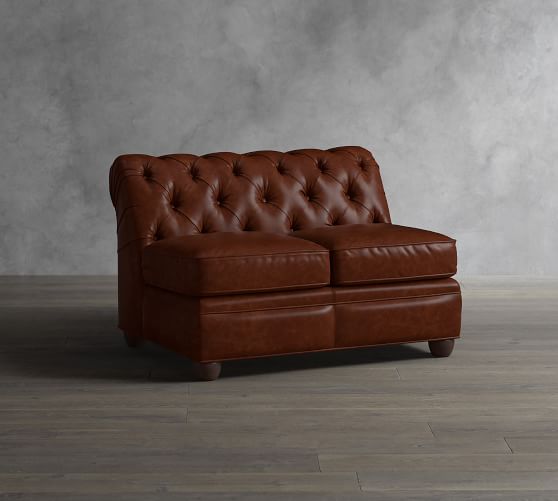 Chesterfield Leather Armless Loveseat Pottery Barn