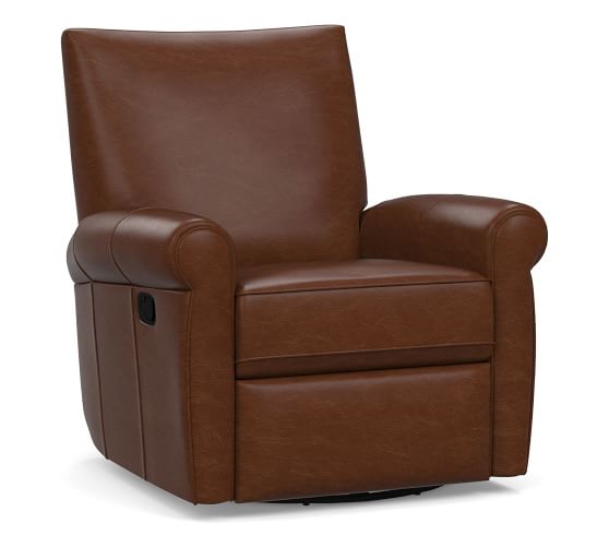 Grayson Leather Swivel Recliner Pottery Barn