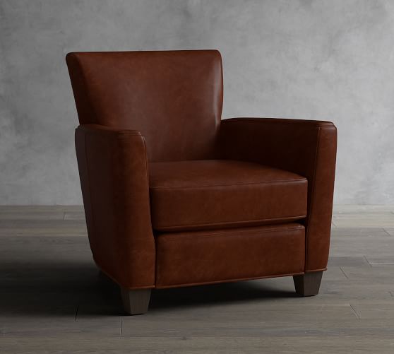 Irving Square Arm Leather Power Recliner Pottery Barn