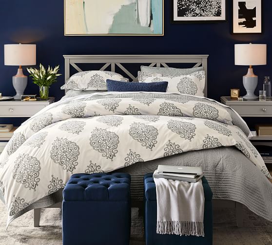 Asher Medallion Organic Duvet Cover & Sham Gray Pottery Barn