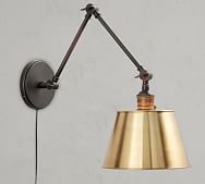 Articulating Wall Sconce Pottery Barn Pb Clic Articulating Arm Sconce Tapered Metal Shade Leighton Adjule Wall