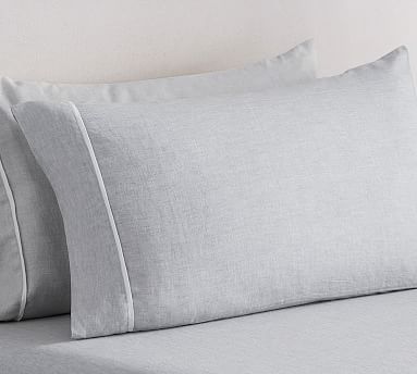 flange flax contrast belgian linen sheet smoke scroll