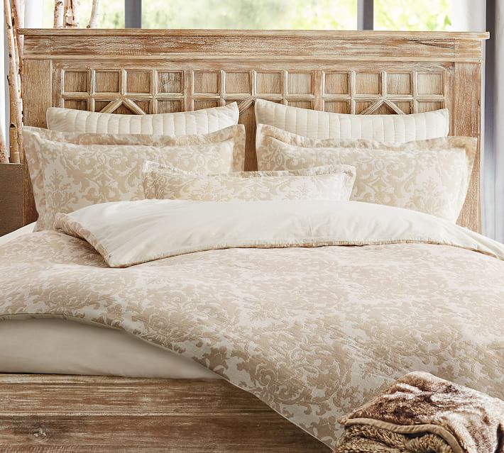 Neutral Jacquard Linen Medallion Patterned Duvet Cover Sham Neutral Jacquard Linen Medallion Patterned Duvet Cover Sham Pottery Barn