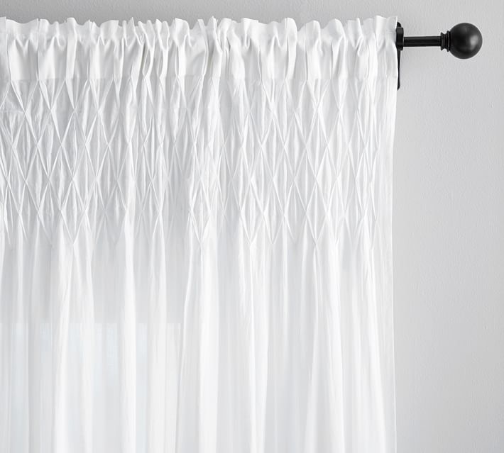 Smocked Sheer Curtain White Pottery Barn