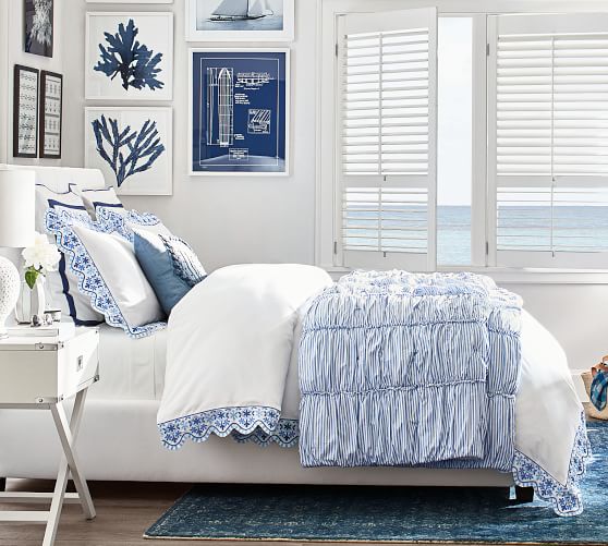 Rosie Stripe Ruched Quilted Sham Pottery Barn