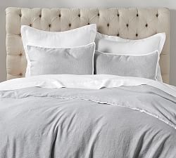 Gray Bedding Pottery Barn Belgian Flax Linen Contrast Duvet Cover Sham Smoke