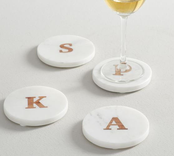Alphabet Marble and Wood Coasters