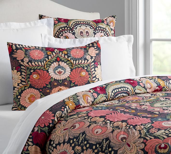 helena embroidered floral duvet