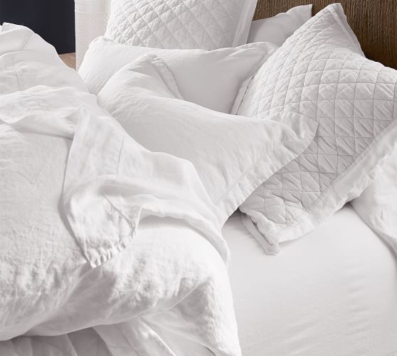 Belgian Flax Linen Diamond Quilt & Sham White Pottery Barn