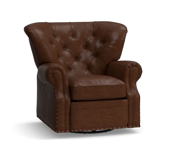 Lansing Leather Swivel Recliner Chair Pottery Barn