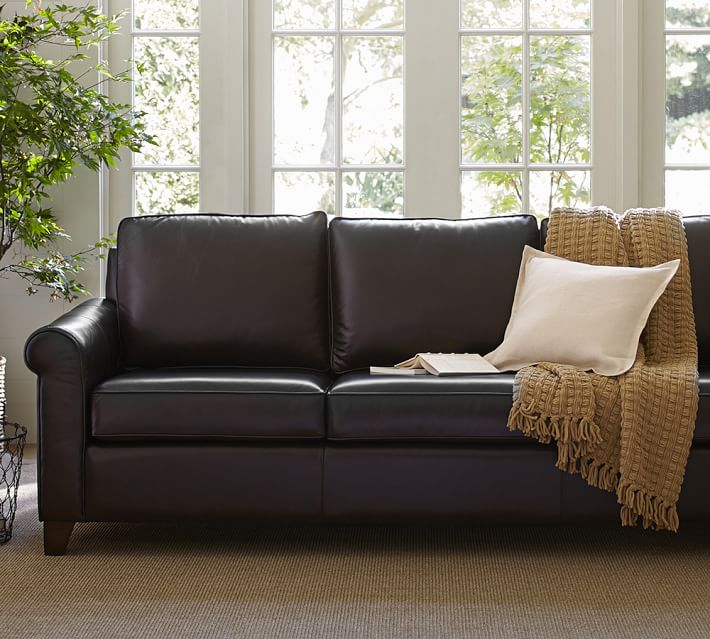 Cameron Roll Arm Leather Sofa Pottery Barn