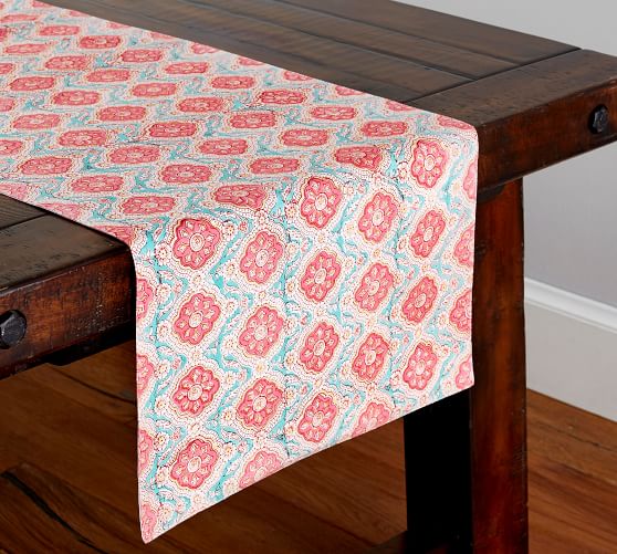 Block Print Akari Medallion Table Runner Pottery Barn