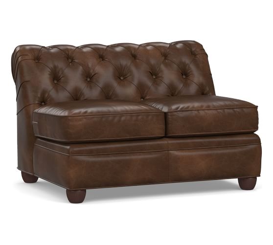 Chesterfield Leather Armless Loveseat Pottery Barn