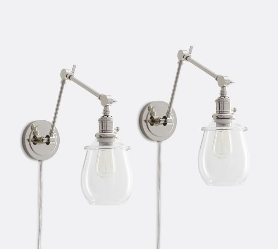PB Classic Articulating Arm Sconce Petite Glass Pottery Barn