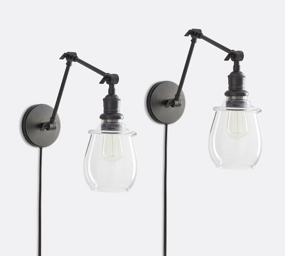 PB Classic Articulating Arm Sconce Petite Glass Pottery Barn