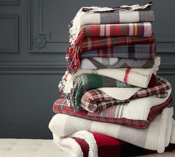 Denver Plaid Sherpa Oversize Throw Pottery Barn