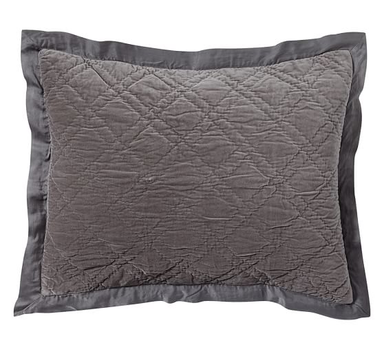 Washed Velvet Silk Diamond Quilted Sham Pottery Barn Washed Velvet Silk Diamond Quilted Sham