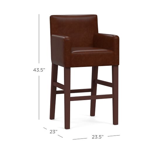 PB Classic Upholstered Leather Bar Stool Pottery Barn