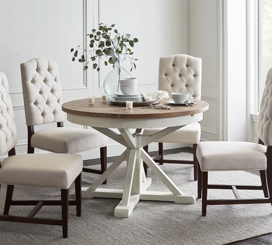 Hart Reclaimed Extending Pedestal Dining Table Driftwood White Scroll To Next Item