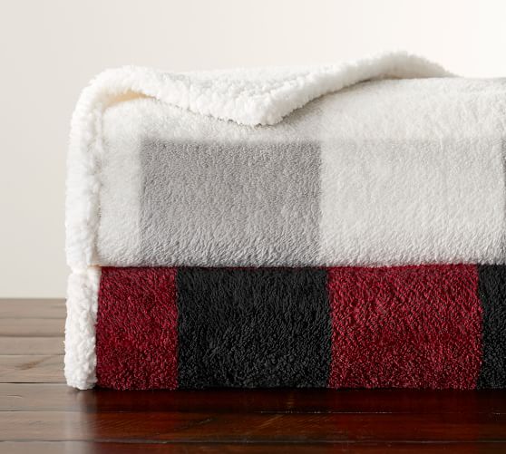 Buffalo Check Sherpa Back Throw Blanket | Pottery Barn