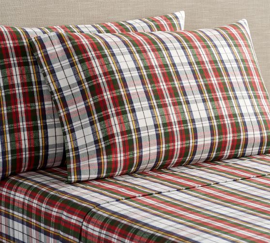 Denver Plaid Organic Flannel Sheet Set Pottery Barn