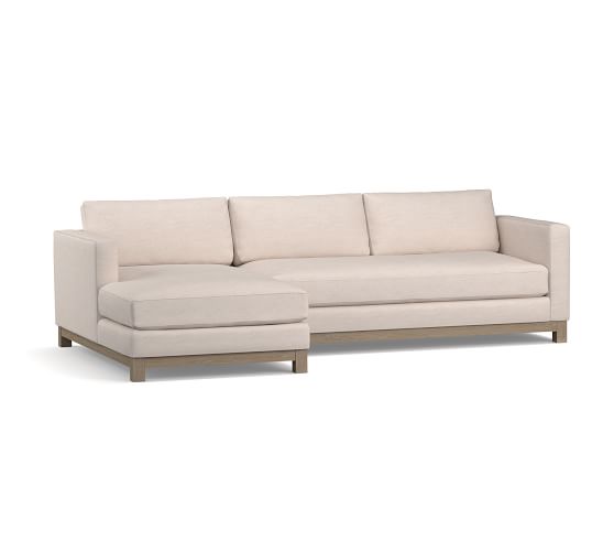 Jake Upholstered Wood Base 2 Piece Sectional With Chaise Pottery Barn