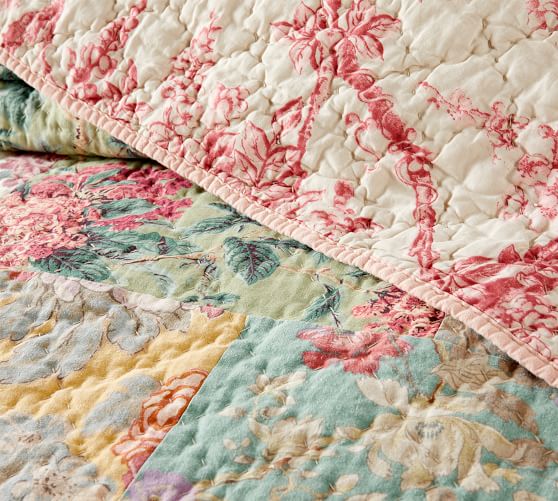 Shirley Floral Reversible Cotton Patchwork Quilt & Sham Pottery Barn