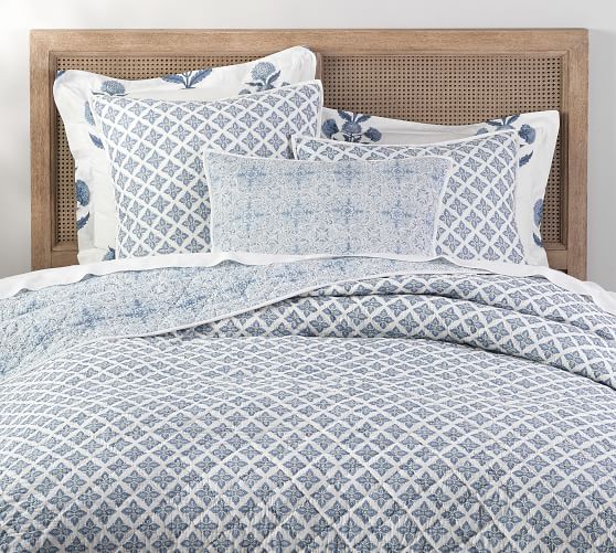 Romee Reversible Print Quilt & Sham Blue Pottery Barn