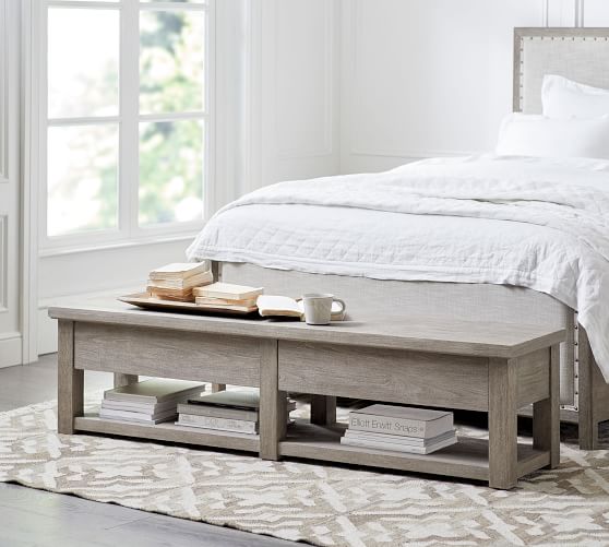 Bedroom Benches End Of Bed Seating Storage Pottery Barn Farmhouse Storage Bench