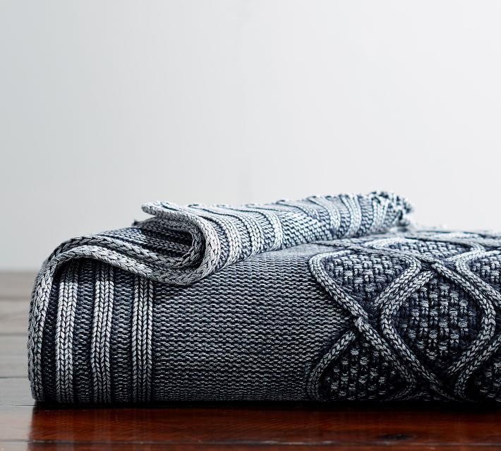 Stonewashed Cable Knit Throw