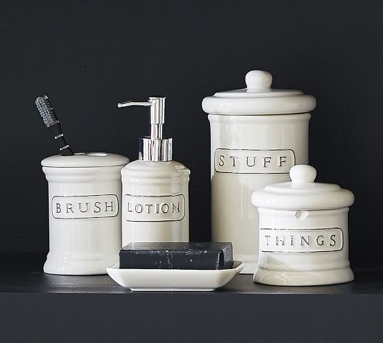 Ceramic Text Bath Accessories Pottery Barn
