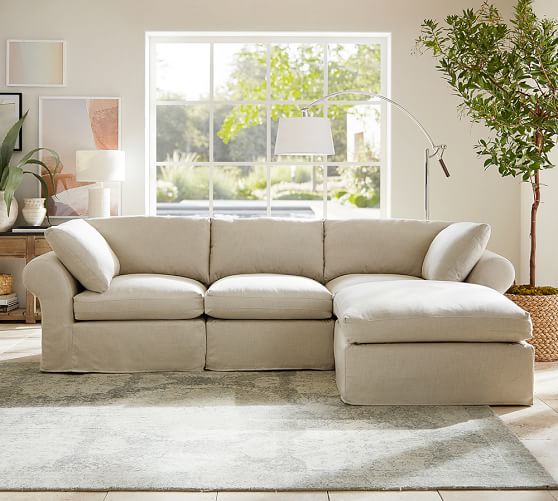 Pb Air Fabric Sofas Sectionals Armchairs Pottery Barn Build Your Own Pb Air Roll Arm Slipcovered Sectional