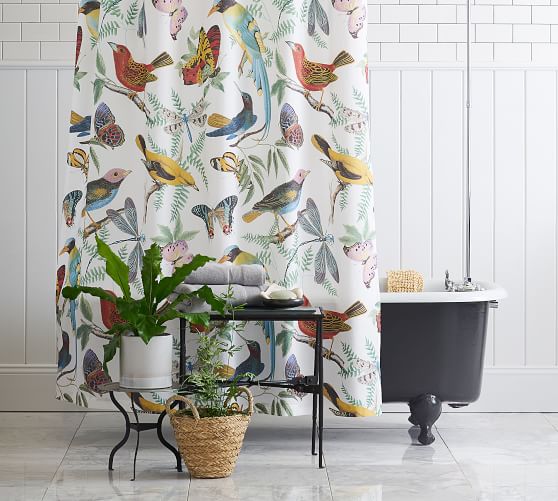 Fauna Bird Print Shower Curtain Pottery Barn