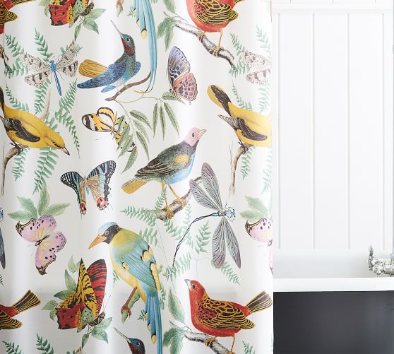 Fauna Bird Print Shower Curtain Pottery Barn