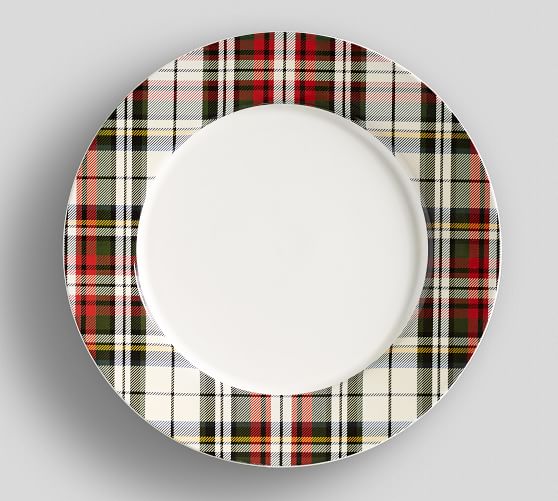 Denver Plaid Rim Dinner Plate Pottery Barn