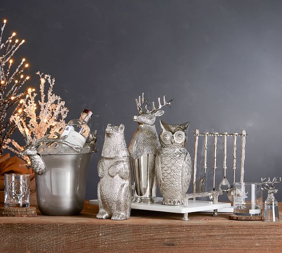 Silver Stag Figural Ice Bucket Pottery Barn