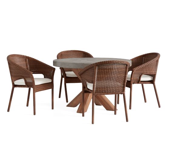 Abbott Round Brown Table Palmetto Honey Stacking Chair Dining Set Select Your Registry